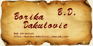 Borika Dakulović vizit kartica